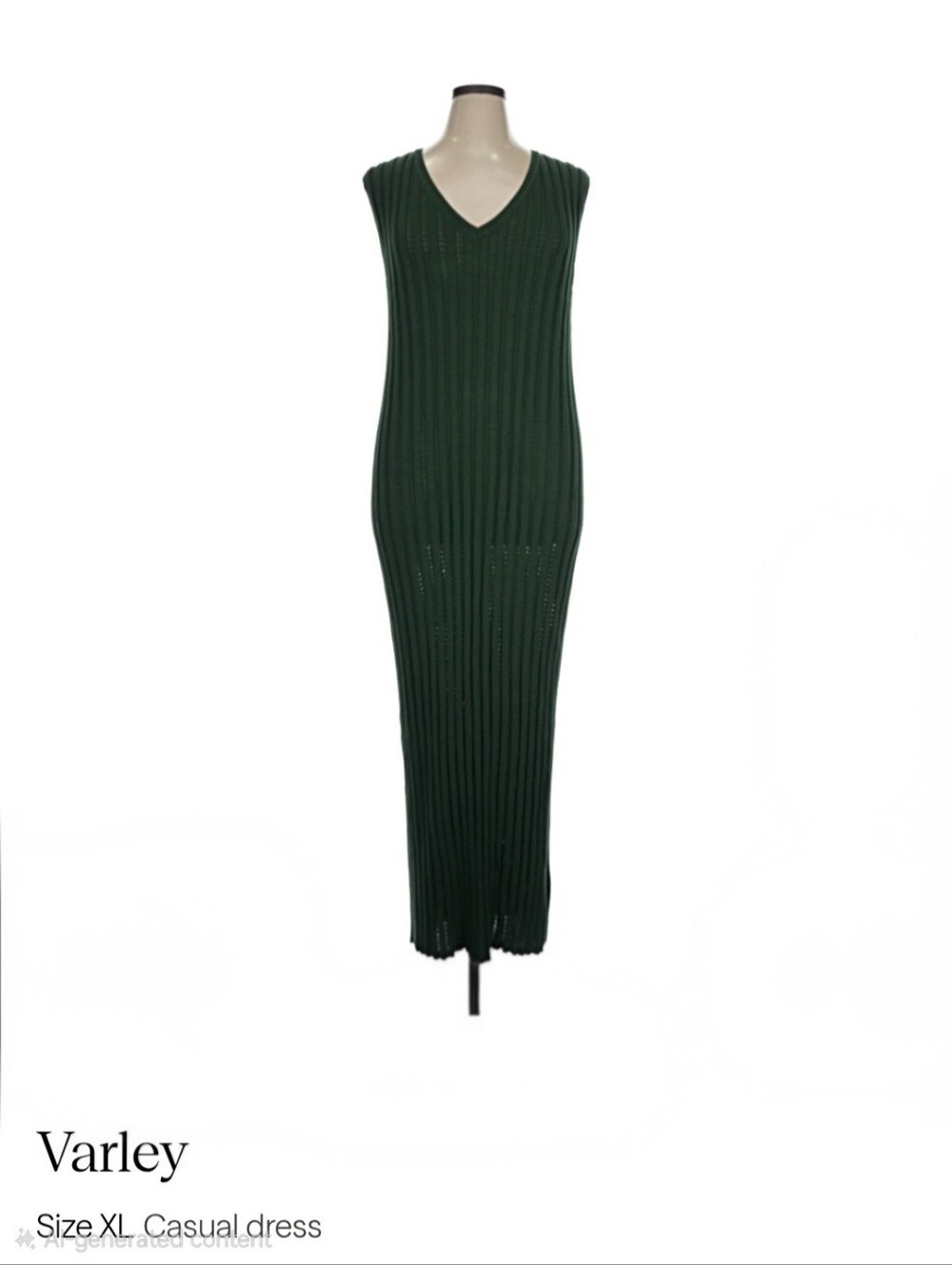 Varley Forest Green Knit Midi Dress